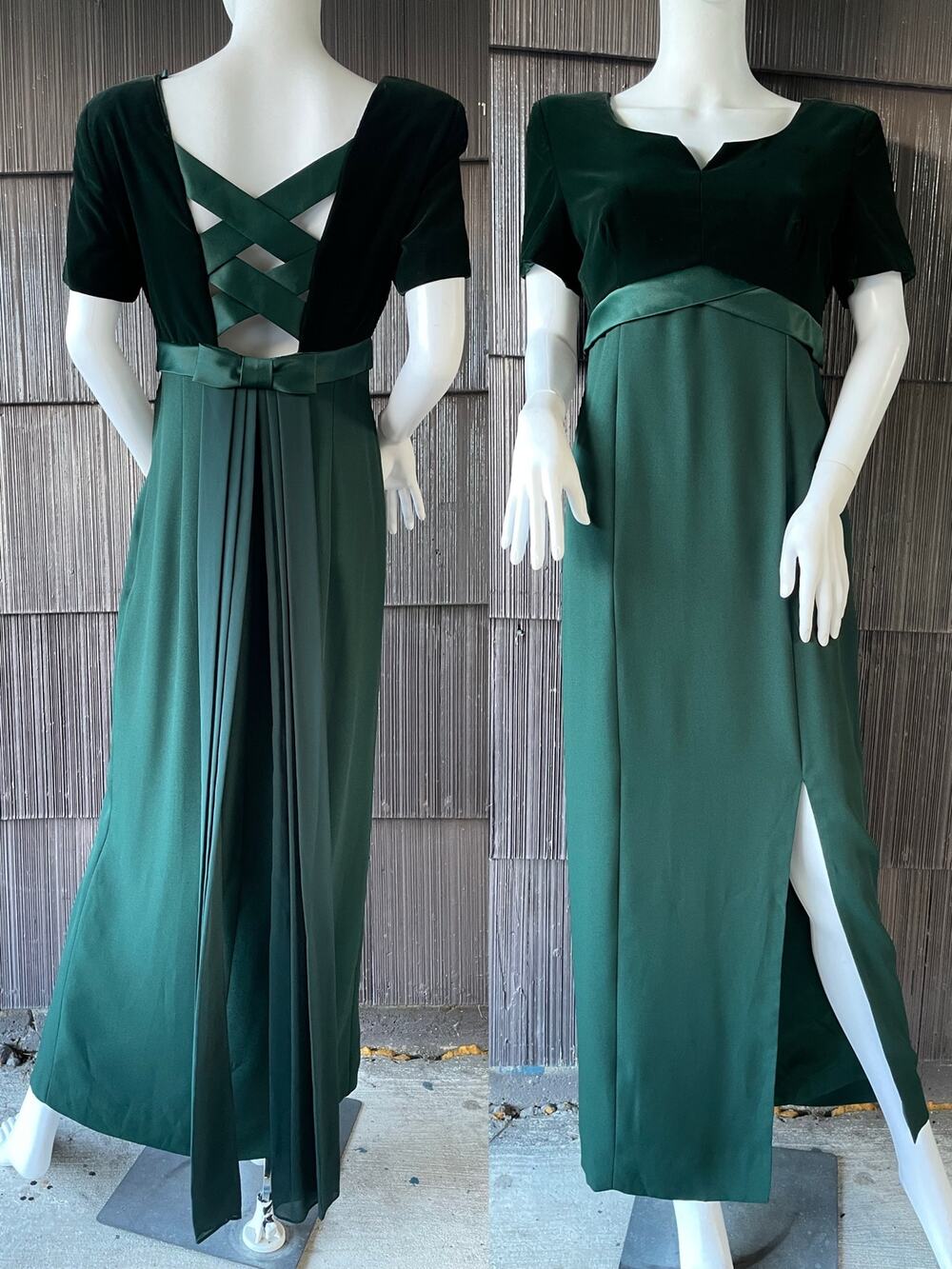 🔥90s Liz Claiborne Velvet Crepe Zigzag Back Maxi Dress Regency Formal Romantic